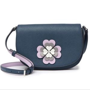 reiley spade flower applique flap crossbody